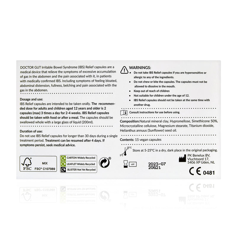 Doctor Gut IBS Relief - Gentle Relief from IBS Symptoms | Natural Clay Advanced Formula | (15 Capsules) - BeesActive Australia