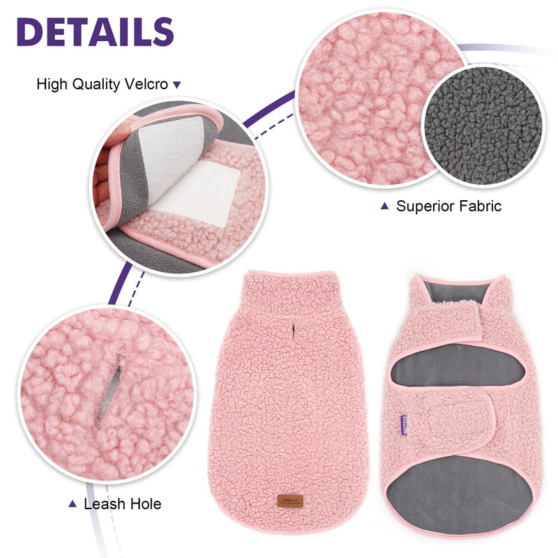 cyeollo Dog Coat Sherpa Fleece Reversible Jacket Turtleneck Sweater Vest Thick Dog Jackets for Winter Warm Clothes Cold Weather Coats for Small to Medium Dogs Apparel XX-Large Pink - BeesActive Australia