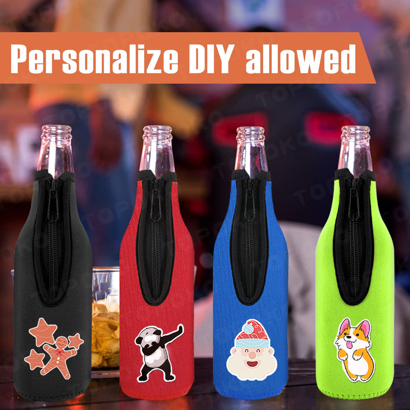 Beer Bottle Insulator Sleeve Different Color. Zip-up Bottle Jackets. Keeps Beer Cold and Hands Warm. Classic Extra Thick Neoprene with Stitched Fabric Edges, Enclosed Bottom, Perfect Fit (Pack-of-4) Pack-of-4 - BeesActive Australia