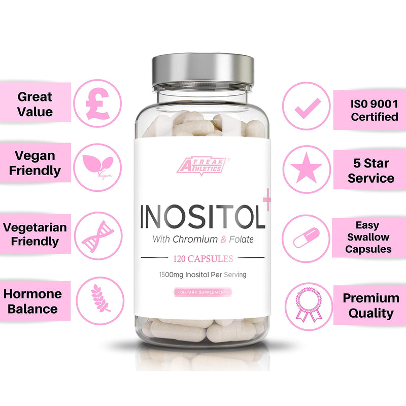 Myo Inositol Capsules by Freak Athletics - Inositol Capsules with Chromium & Folate - 120 Capsules Vegan & Vegetarian Friendly - UK Made - BeesActive Australia