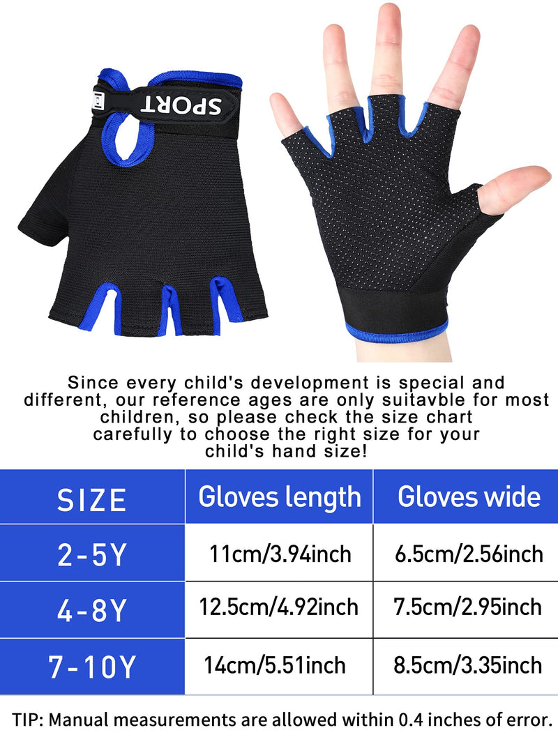 4 Pairs Kids Half Finger Cycling Gloves Non Slip Sports Gloves for Summer Outdoor Sports Children 4-7 Years Classic Style - BeesActive Australia