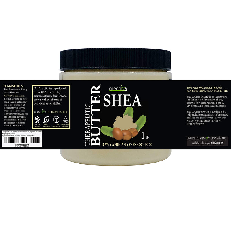 GreenIVe 100% Pure Shea Butter Raw Exclusively on Amazon (16 Ounce Jar) 16 Ounce Jar - BeesActive Australia