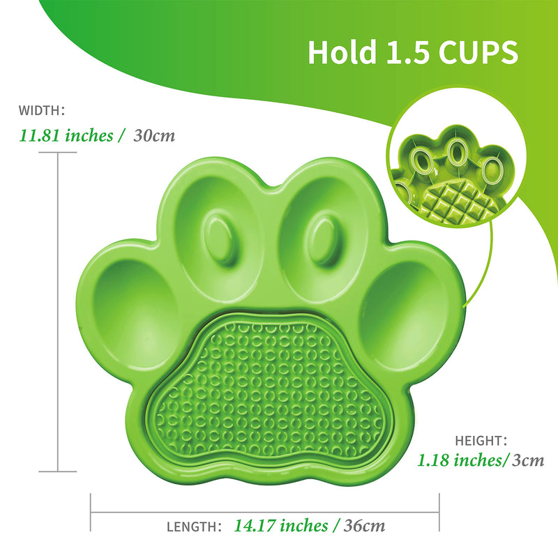PetDreamHouse PAW 2-in-1 Slow Feeder Interactive Bowl with Removable Lick Mat - Green - BeesActive Australia