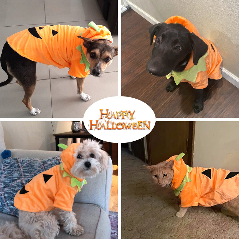 Delifur Dog Cat Halloween Pumpkin Costume Puppy Fleece Hoodie Coat for Small to Medium Dogs - BeesActive Australia