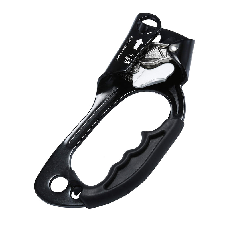 WILDKEN Climbing Hand Ascender Outdoor Mountaineering Tree Arborist Climbing Rappelling Equip Hand Ascender for 8-12MM Rope Left Right Hand Ascender Black 2 - Right - BeesActive Australia