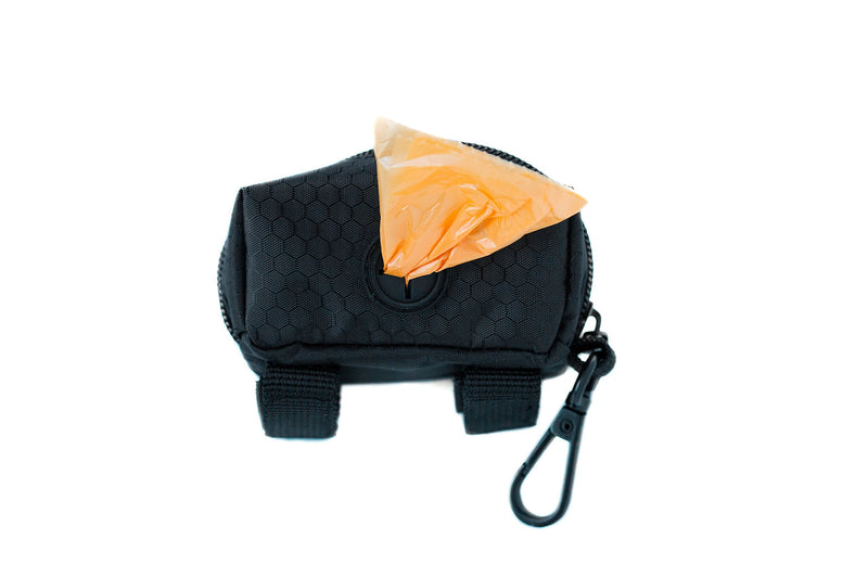 Mighty Paw Dog Poop Bag Holder, Premium Quality Pick-up Bag Zippered Pouch, Includes Carabiner Hook and 1 Roll of Pick-up Bags Black - BeesActive Australia