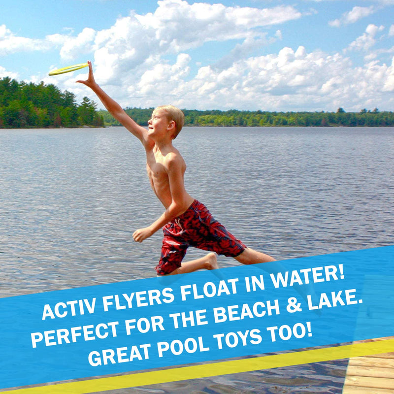Activ Life Kid's Flying Rings [2 Pack] Fly Straight & Don’t Hurt - 80% Lighter Than Standard Flying Discs - Replace Screen Time with Healthy Family Fun - Get Outside & Play! Made in USA Cyan/Yellow - BeesActive Australia