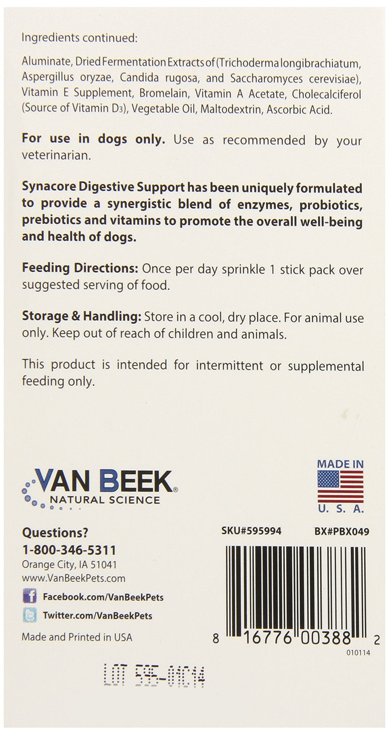 VAN BEEK Synacore Digestive Support for Dogs, 30-Pack - BeesActive Australia