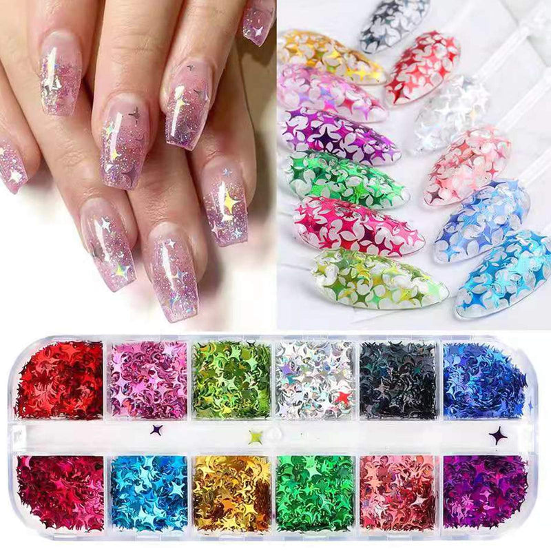 Aliciya 3D Nail Art Decoration Kits with Nail Strengthener Reinforce Gel Polish, Nail Builder Gel and 36 Styles Star & Circle Nail Gems Nail Decors Nail Flakes, Nail Rhinestone,Glitter, Nail Dryer - BeesActive Australia