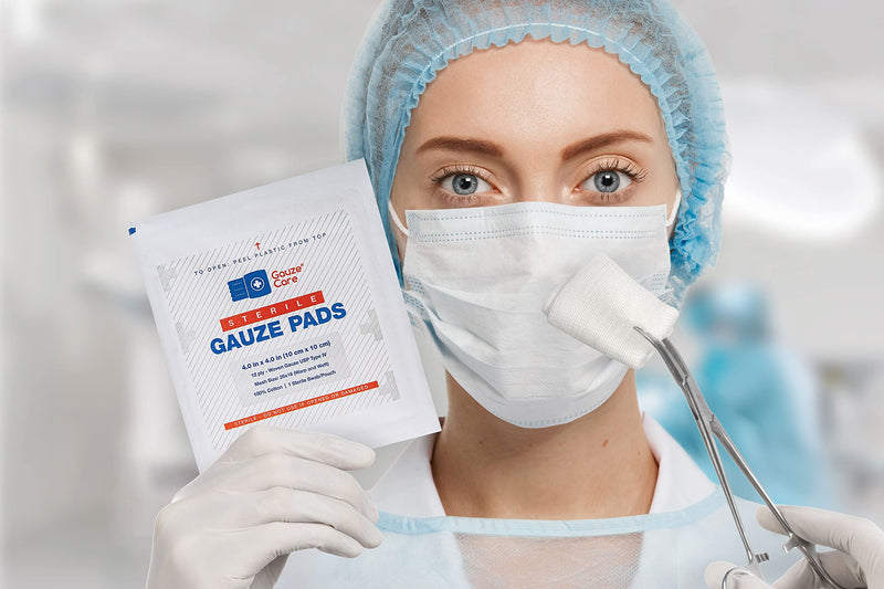 100pc Large Sterile Gauze Pads 4x4 Sterile for Wounds Bulk - 12ply Woven Gauze Sponges 4x4 Sterile - USP IV Thick Breathable Mesh 4x4 Gauze Pads Sterile for Enhanced Absorption - First Aid Medical Woven Gauze Pads 100% Cotton Woven 4"x4" 100 Count - BeesActive Australia