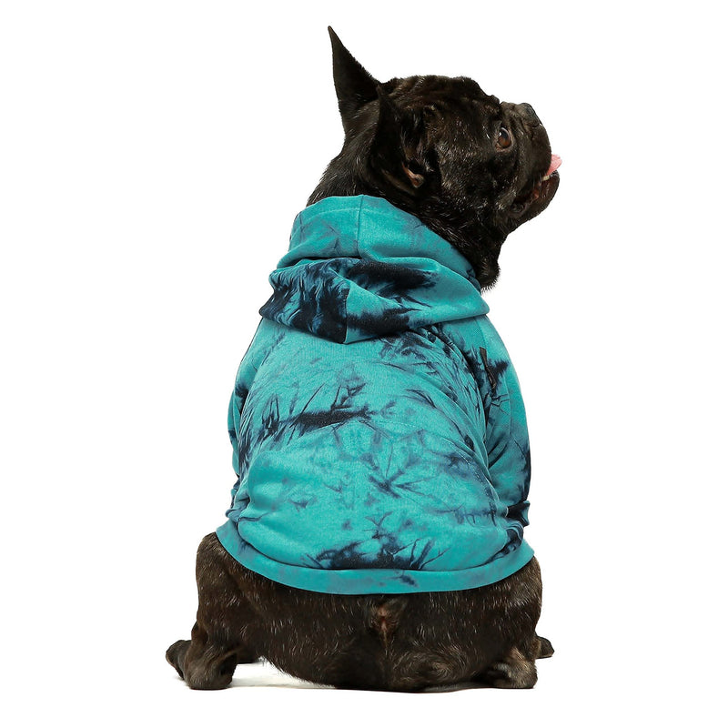Fitwarm Tie Dye Dog Hoodie Puppy Sweatshirt Pocket Doggie Winter Clothes Sweatshirt Pet Hooded Coat Cat Jackets Apparel Medium Azure Blue - BeesActive Australia