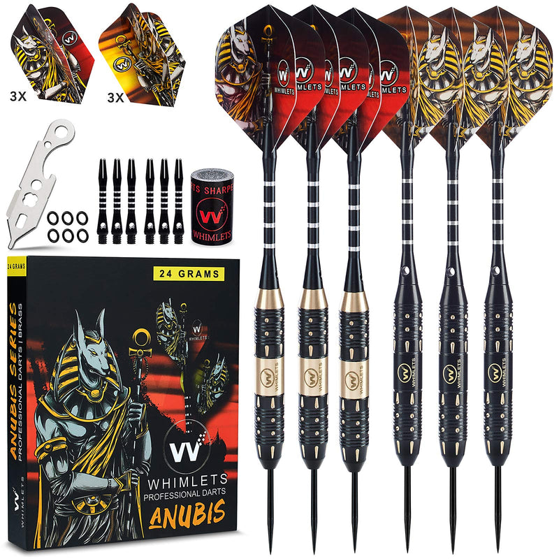 Whimlets Steel Tipped Darts Set for Dart Board - Professional Metal Tip Dart Kit with Aluminum Shafts, O-Rings, and Flights for Man Cave or Bar - Pro Throwing Steel Tip Darts for Dartboard Gift Set Anubis 24g - BeesActive Australia