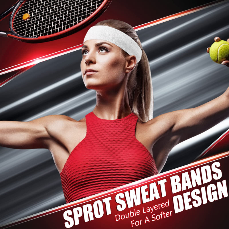 Tanluhu Sweatbands Sport Headbands/Wristbands for Working Out, Exercise, Tennis, Basketball, Running - Terry Cloth Athletic Sweat Cotton Headband Outdoor for Men & Women B-6-Black+White+Gray - BeesActive Australia