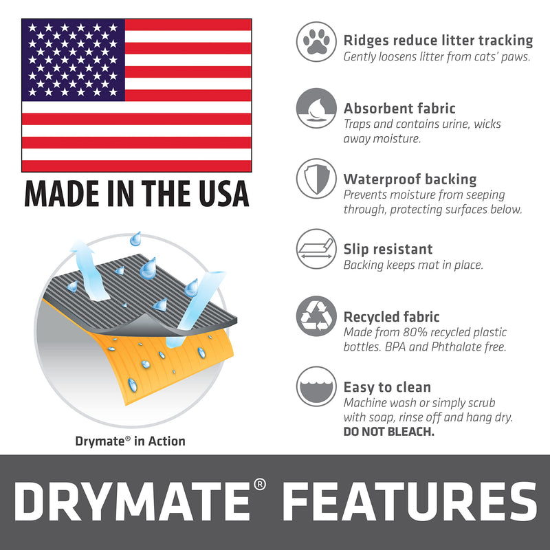 Drymate Cat Litter Trapping Mat, (Ridged Design), Traps Litter & Mess from Box, Soft on Kitty Paws - Absorbent/Waterproof/Urine-Proof - Machine Washable, Durable, (USA Made) 29.5x29.5 Inch (Pack of 1) - BeesActive Australia