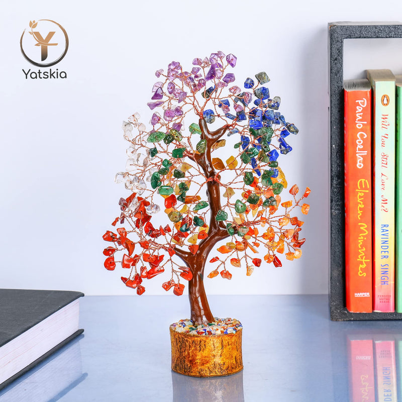YATSKIA Crystal Tree - Bonsai Tree - Tree of Life - Seven Chakra Crystals - Gemstones - Home Decor - Crystal Necklaces - House Warming Gifts New Home - Spiritual Gifts - Crystal Gifts Seven Chakra (Copper Wire) - BeesActive Australia