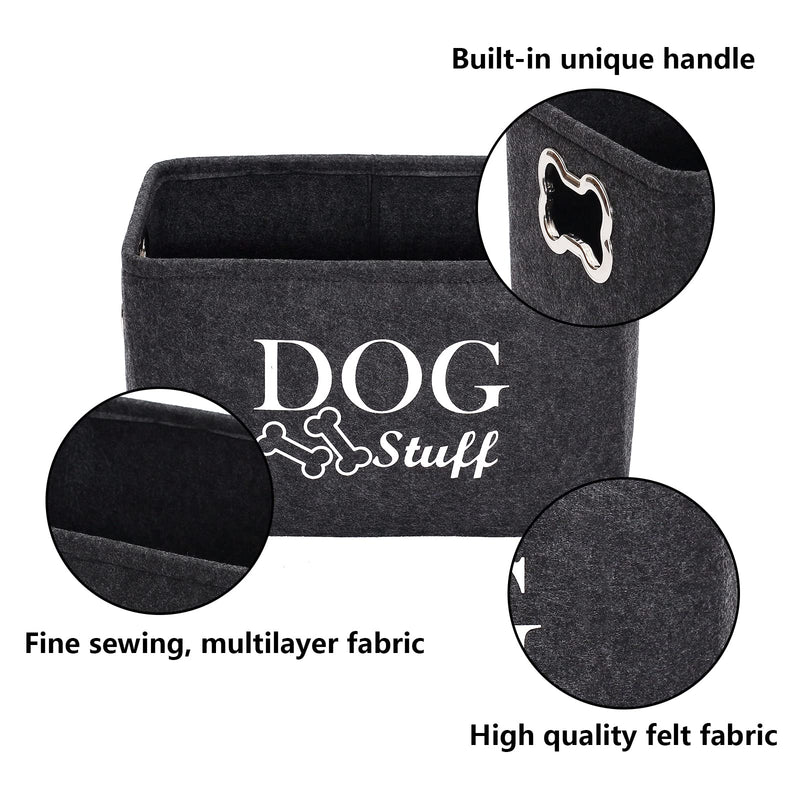 Morezi Felt Puppy Stuff Baskets, Dog Toy bin Storage with Designed Metal Handle, pet Organizer - Perfect for organizing pet Toys, Blankets, leashes, Dry Food and Bandana Dark Gray - BeesActive Australia