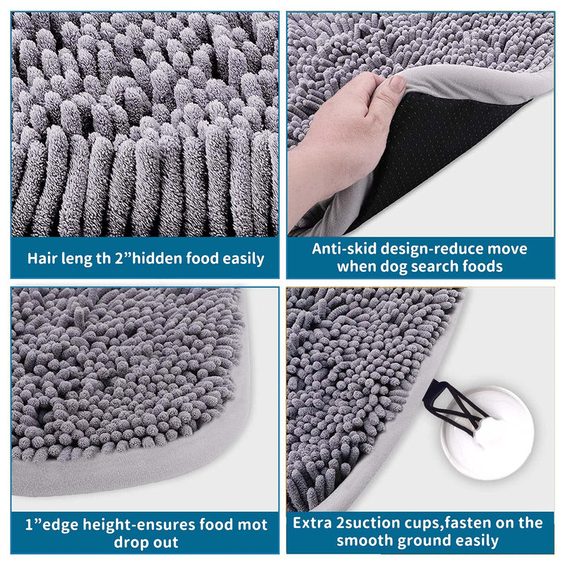 LAMTWEK Snuffle Mat for Dogs, 17" x 21" Dog Snuffle Mat Interactive Feed Game for Boredom, Encourages Natural Foraging Skills and Stress Relief, Easy to Fill Machine Washable Grey - BeesActive Australia