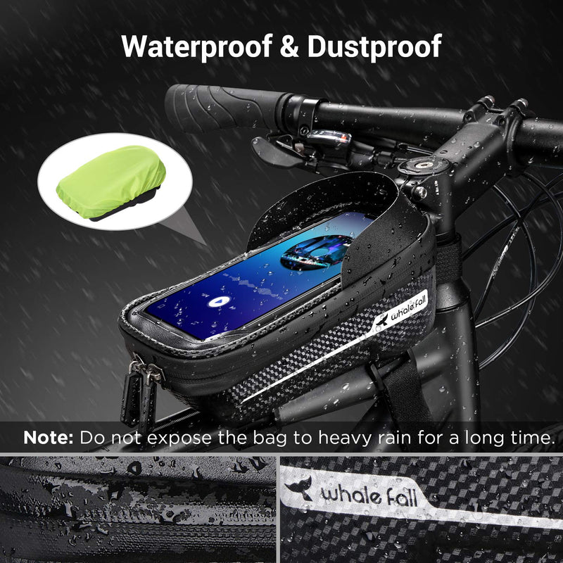 whale fall Waterproof Bike Frame Bag Bike Phone Bag Bicycle Cell Phone Holder for GPS - Bicycle Bag Frame Hard Eva Navi Pressure-Resistant Handlebar Bag TPU Touch-Screen with Sun-Visor and Rain Cover - BeesActive Australia