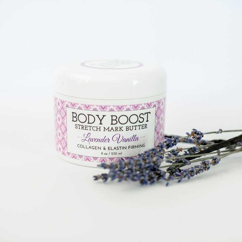 Body Boost Lavender Vanilla Stretch Mark Butter 8 oz.- Treat Stretch Marks and Scars- Pregnancy and Nursing Safe- with Shea Butter - BeesActive Australia