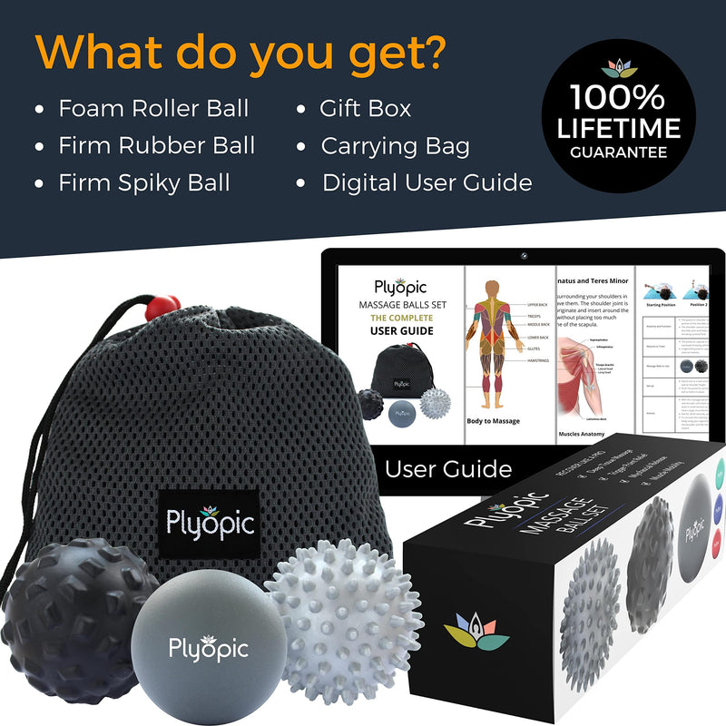 Plyopic Massage Ball Set - for Deep Tissue Muscle Recovery, Myofascial Release, Trigger Point Therapy, Mobility, Plantar Fasciitis Relief - Eliminate Muscle Pain and Tension in Your Back Neck Foot - BeesActive Australia