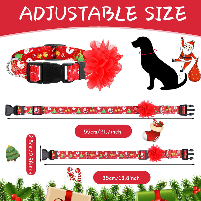 4 Pcs Christmas Dog Collar Floral Winter Adjustable Nylon Dog Collar Pet with Flower Removable Girl Dog Collar Snowman Moose Gingerbread Santa Pattern with Plastic Buckle for Puppy Collar Large - BeesActive Australia