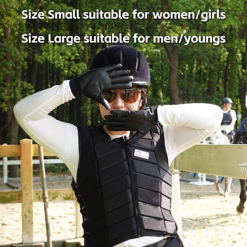 ONNAS 100% Leather Insulated Horse Riding Gloves for Women, Windproof Equestrian Riding Gloves for Ladyies, Breathable Horseback Riding Gloves for Girls Outdoor Cycling Driving Gardening Small Goat Leather Black - BeesActive Australia