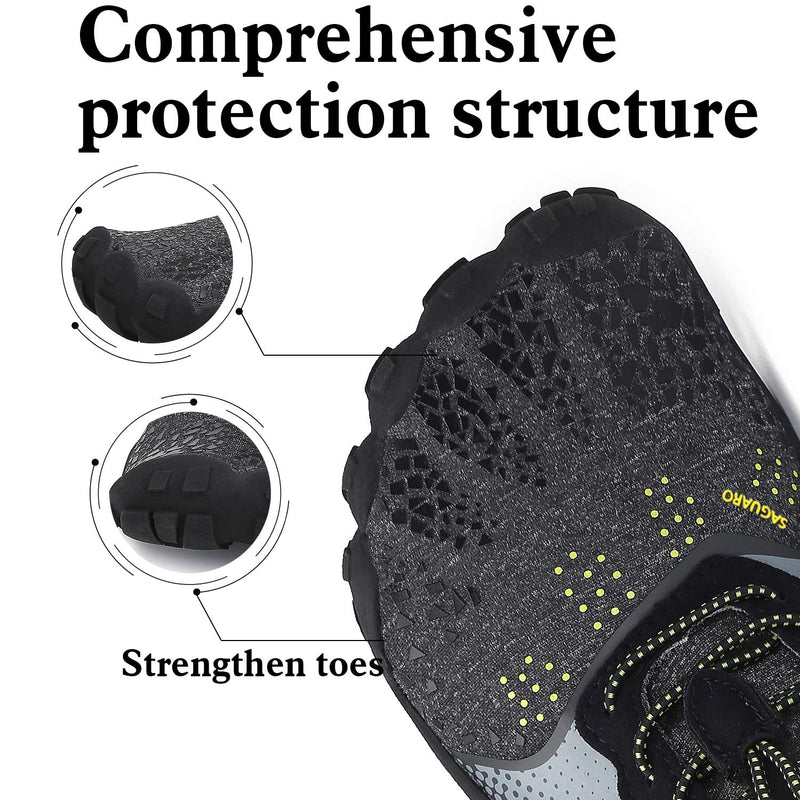 Women's Barefoot Shoes Minimalist Trail Running Shoes Walking | Wide Toe Box | Outdoor Cross Trainer | Zero Drop Sole 6.5 Bistre Black - BeesActive Australia