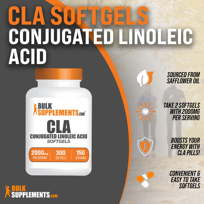BulkSupplements.com Conjugated Linoleic Acid Softgels (1000mg) - Weight Management for Men & Women - Weight Management Supplement - CLA Supplements - Weight Management Pills (300 Count - 300 Servings) 300 Count (Pack of 1) - BeesActive Australia