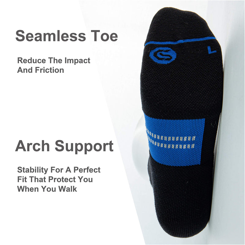 6 Pack Men's Running Ankle Socks with Cushion, Low Cut Athletic Sport Tab Socks Mixed Black Large - BeesActive Australia