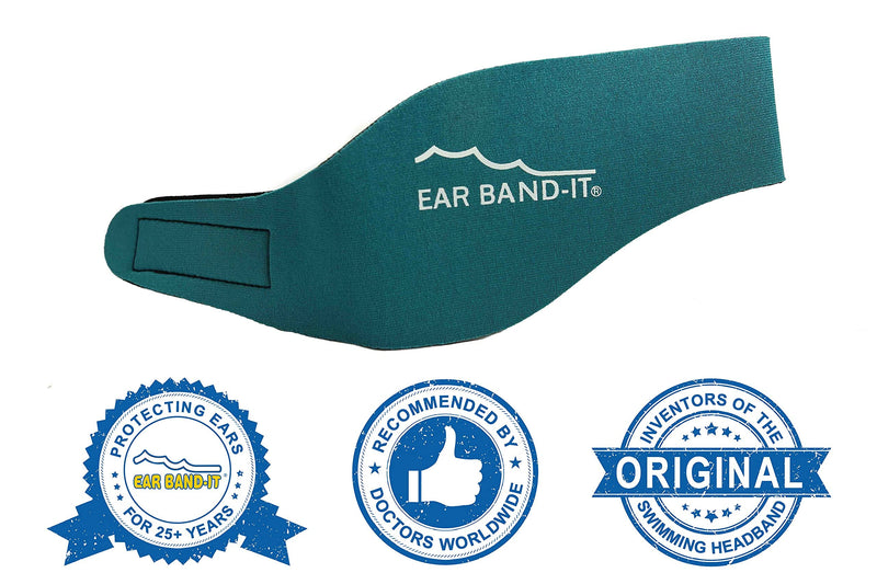 Ear Band-It Swimming Headband - Invented by Physician - Hold Ear Plugs in - The Original Swimmer's Headband - Doctor Recommended - Secure Earplugs Large (ages 9yrs to adult) Teal - BeesActive Australia