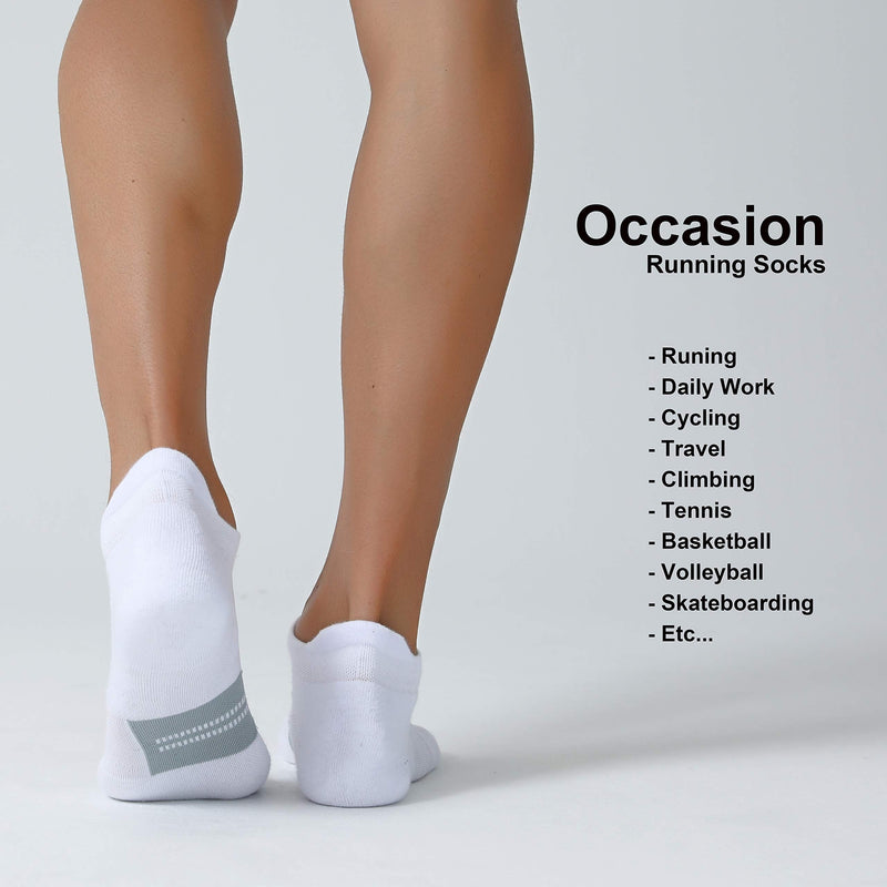 6 Pack Men's Running Ankle Socks with Cushion, Low Cut Athletic Tab Sport Socks White + Grey Medium - BeesActive Australia