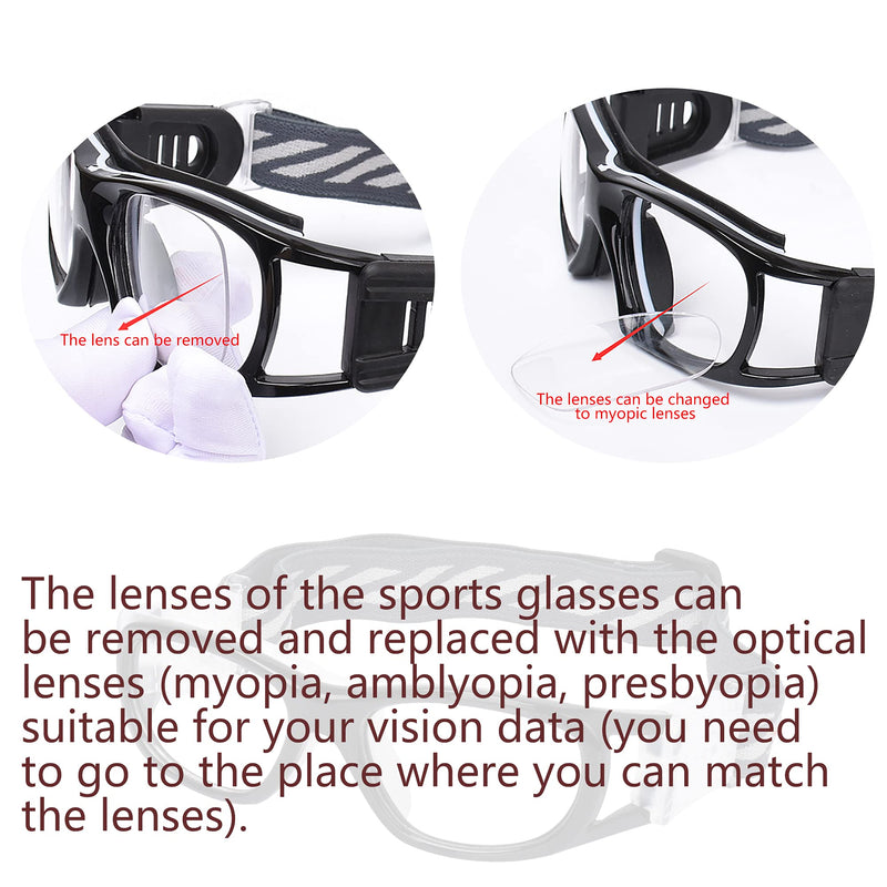 Kids Sports Glasses Basketball Football Safe Training Goggles Anti Fog 7-12 Black Frame White Pad - BeesActive Australia