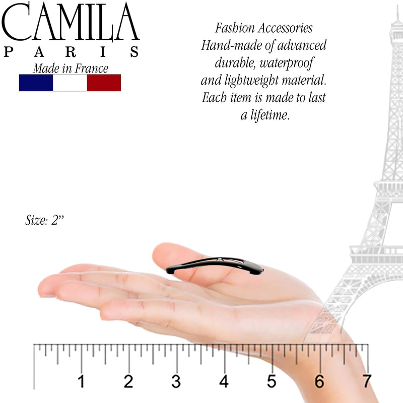 Camila Paris AD87/2 French Hair Snap Clip Barrette, Hair Slides Clic Clac for Women, Styling Girls Side Slide-in Metal Snap Pin Hair Accessories for Women. Strong Hold, No Slip Grip, Made in France 2 Inch (Pack of 2) Black - BeesActive Australia