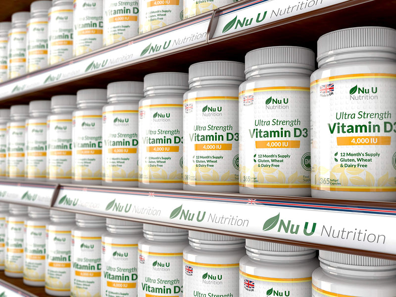 Vitamin D3 4000 IU, 365 Softgel Capsules NOT Tablets, Full Year Supply, Easy to Swallow Quadruple Strength Vitamin D3 Supplement - BeesActive Australia