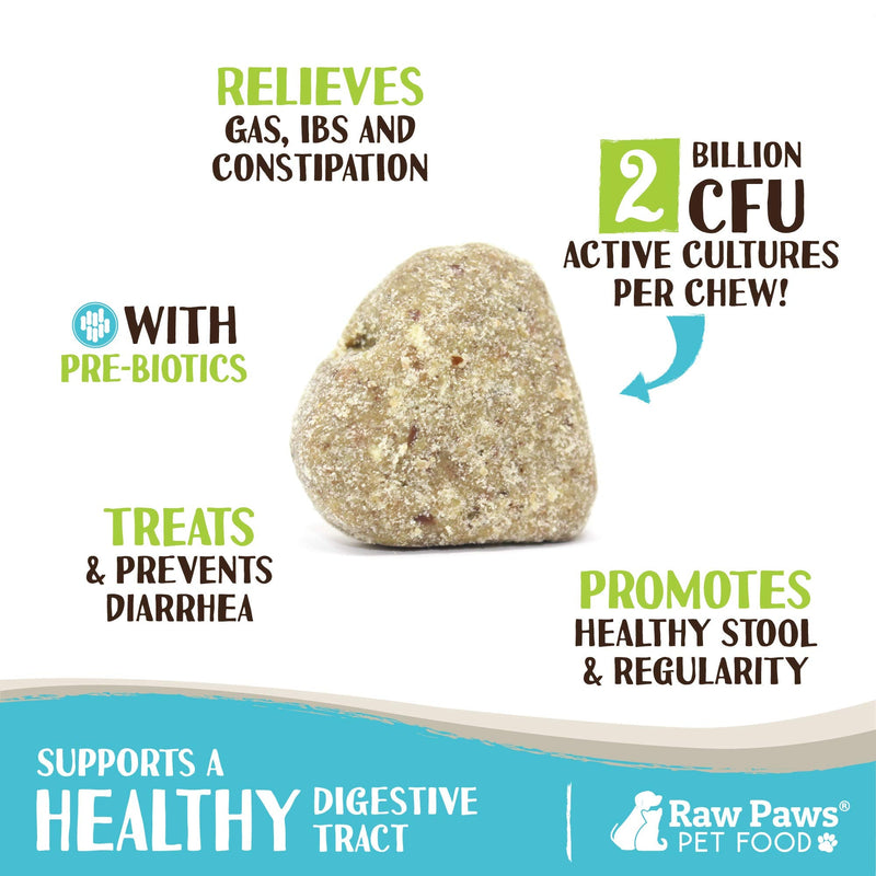 Raw Paws Natural Dog Supplement Soft Chew Treats, Made in The USA - 3 Unique Formulas for Overall Health - Omega 3 Skin & Coat, Hip & Joint and Prebiotics & Protiotics for Dogs Prebiotics & Probiotics 10 oz - BeesActive Australia