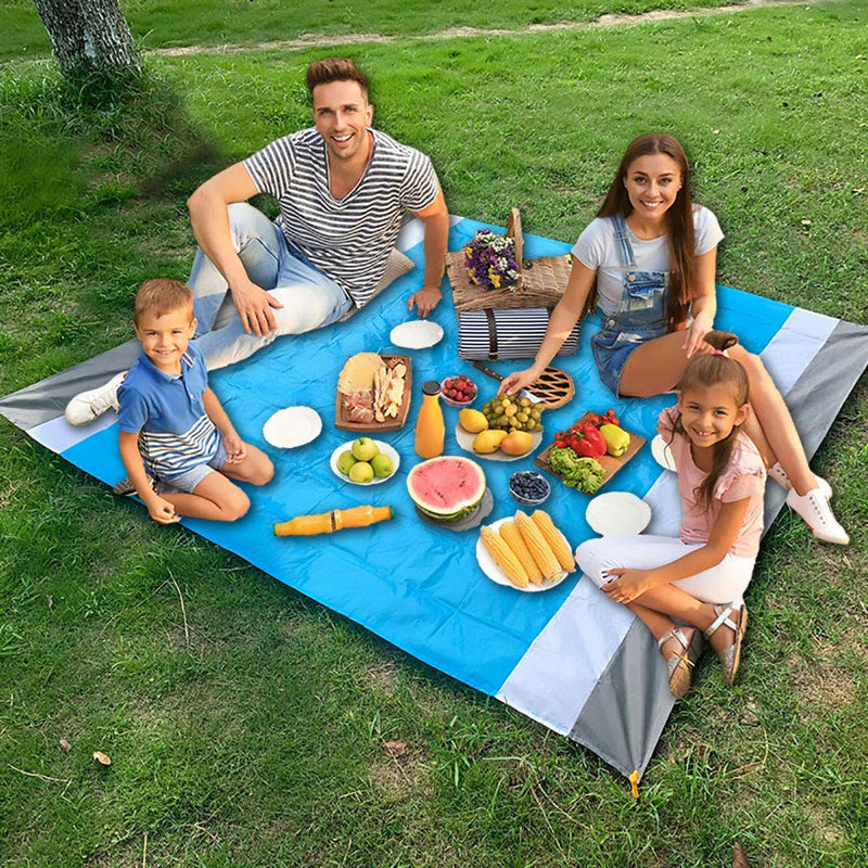 Yosnie Sandfree Beach Blanket,79''×83'' Waterproof Portbale Picnic Blanketswith 4 Stakes for 4-7 Adults,Oversized Lightweight Outdoor Beach Mat for Picnic, Camping, Travel, Hiking - BeesActive Australia