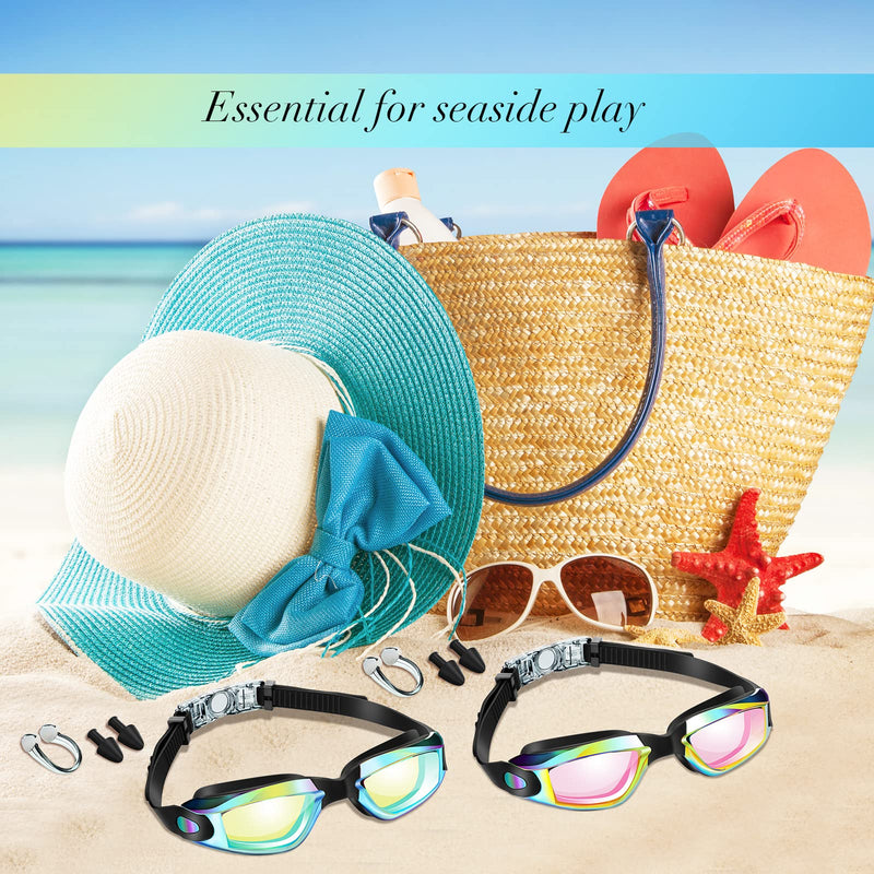 6 Pack Swim Goggles Anti Fog Swimming Goggles No Leaking Full Protection Pool Goggles Swimming Glasses Water Goggles with 6 Ear Plugs Nose Clip for Adult Men Women Youth - BeesActive Australia