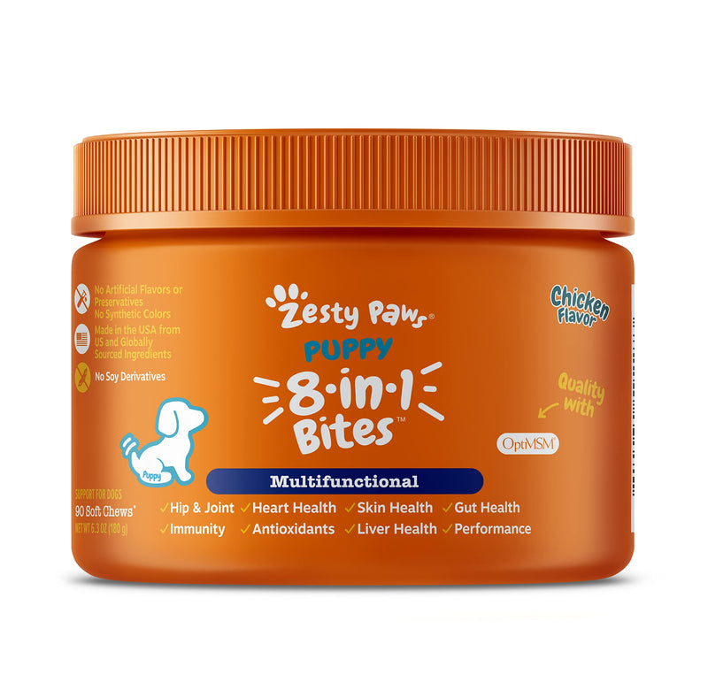 Zesty Paws Puppy 8-in-1 Multivitamin Soft Chews + Puppy Allergy & Immune Soft Chews - BeesActive Australia