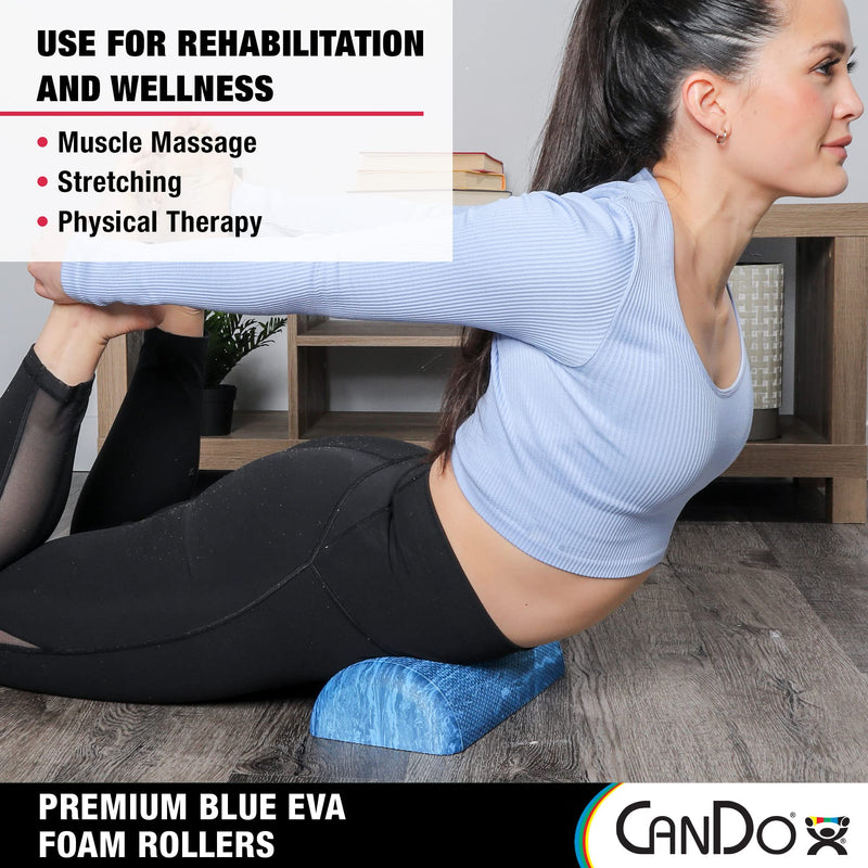 CanDo Premium Blue Marble EVA Foam Roller for Muscle Restoration, Massage Therapy, Sport Recovery and Physical Therapy 6" x 12" Half-Round 6" X 12" Half Round - BeesActive Australia