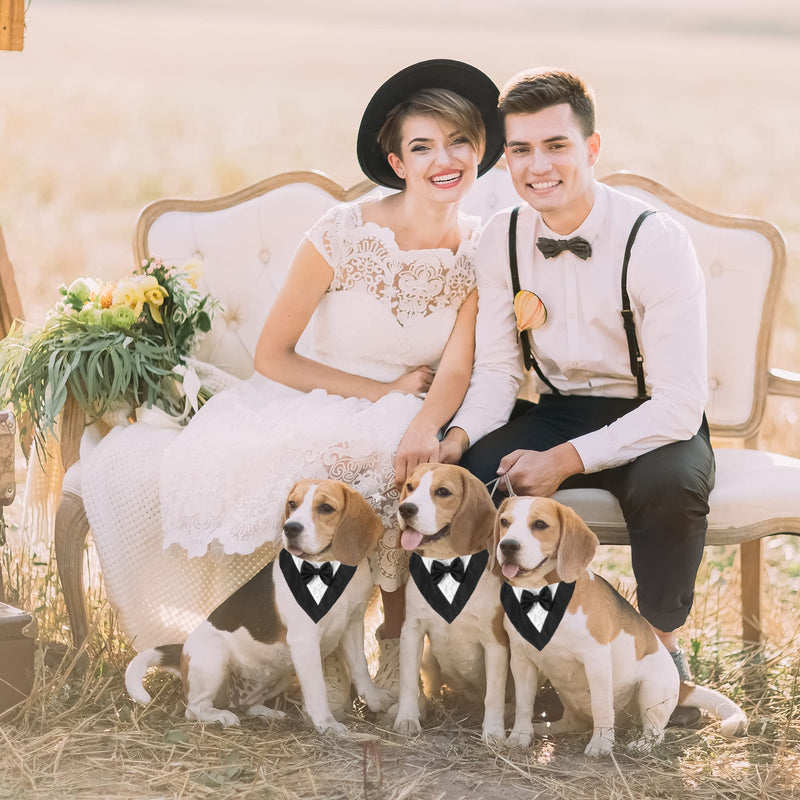 ADOGGYGO Formal Dog Tuxedo Wedding Dog Bandana Dog Wedding Tux with Bowtie Dog Birthday Costume Adjustable Dog Formal Outfit for Small Medium Large Dogs Pets L Black - BeesActive Australia