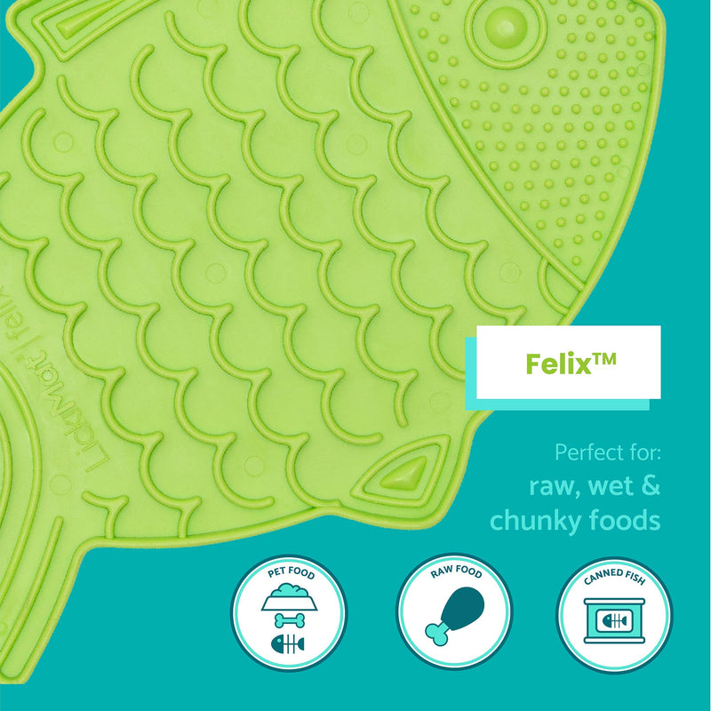 Lickimat Casper, Fish-Shaped Cat Slow Feeders Lick Mat, Boredom Anxiety Reducer; Perfect for Food, Treats, Yogurt, or Peanut Butter. Fun Alternative to a Slow Feed Cat Bowl or Dish! Turquoise Felix - BeesActive Australia