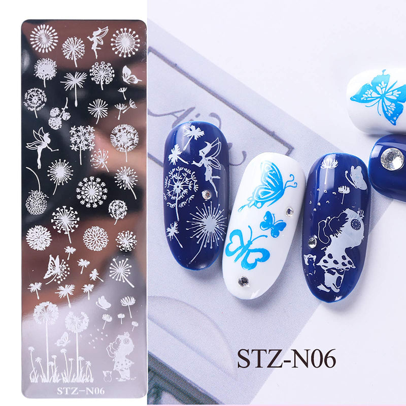 Nail Stamper Set 5PCS Nail Stamping Plates + 1 Stamper + 1 Scraper Lace,Butterfly Leaf Flower Rose Feather Nail Design For Acrylic Nail Supplies,DIY Nail Decoration Equipment Tool - BeesActive Australia