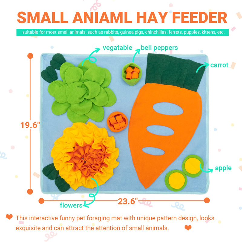 Rabbit Hay Feeder - Interactive Funny Polar Fleece Pet Foraging Mat Indoor for Guinea Pig Bunny Chinchillas Hamster Ferrets Small Aniamls - Anti Slip Feeding Mat Treat Dispenser Machine Washable - BeesActive Australia
