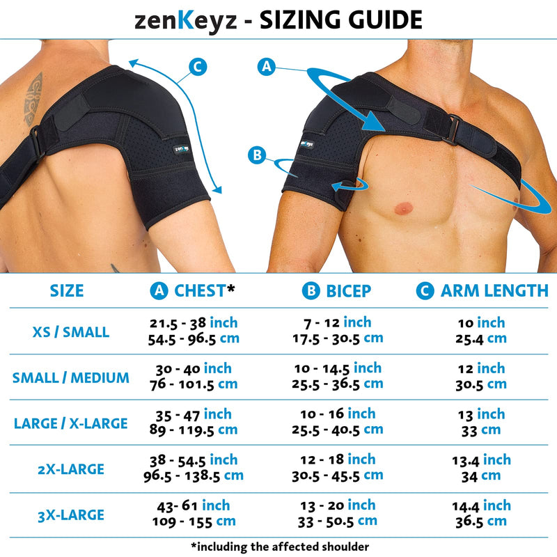 Shoulder Brace for Men Women - for Torn Rotator Cuff Support,Tendonitis, Dislocation, Bursitis, Neoprene Oversize Shoulder Compression Sleeve Wrap by ZENKEYZ (Black, 2XL) 2X-Large (Pack of 1) Black - BeesActive Australia