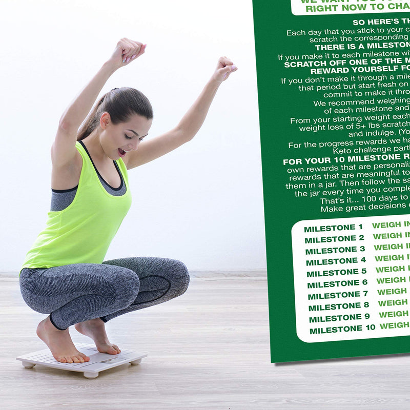 100 Day Keto Challenge Scratch Off Poster. The Perfect Planner for Keto Diet Made Easy with This Friendly Tracker Chart. Keto Accessories to Help You Lose Fat on LCHF Diets. - BeesActive Australia