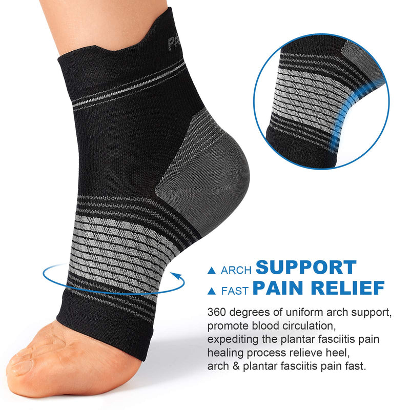 Plantar Fasciitis Sock (6 Pairs) for Men and Women, Compression Foot Sleeves with Arch and Ankle Support (Black, Large) Black(6 Pairs) - BeesActive Australia