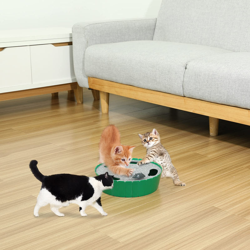 Pawaboo Cat Toy with Running Mouse, Electric Interactive Motion Cat Toy Automatic Rotating Teaser Pop and Play Hide and Seek Hunt Toy for Pet Cat Kitten Play Fun Excercise Green - BeesActive Australia