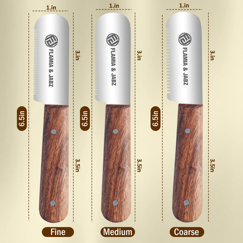 FLAMIA & JABZ Professional Stripping Knife, 3 inch Stainless Steel Blade with Wooden Handle - Right Handed Tool 3 Piece Pack Natural wood - BeesActive Australia