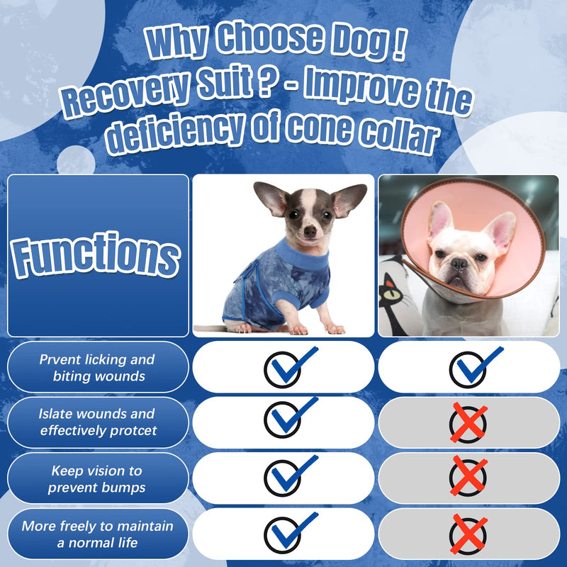 Kuoser Dog Recovery Suit After Surgery, Tie Dye Pet Recovery Shirt Doggy Cats Bodysuits for Abdominal Wounds, Soft & Breathable Anti Licking Dogs Onesie, Cone E-Collar Alternative for Skin Damage Medium (Back: 13.4" - 16.1"; Weight: 14 - 25LB) Blue - BeesActive Australia
