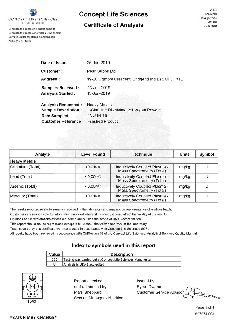 Citrulline Malate Powder 500g - 2 to 1 Ratio - Pure Range - BeesActive Australia